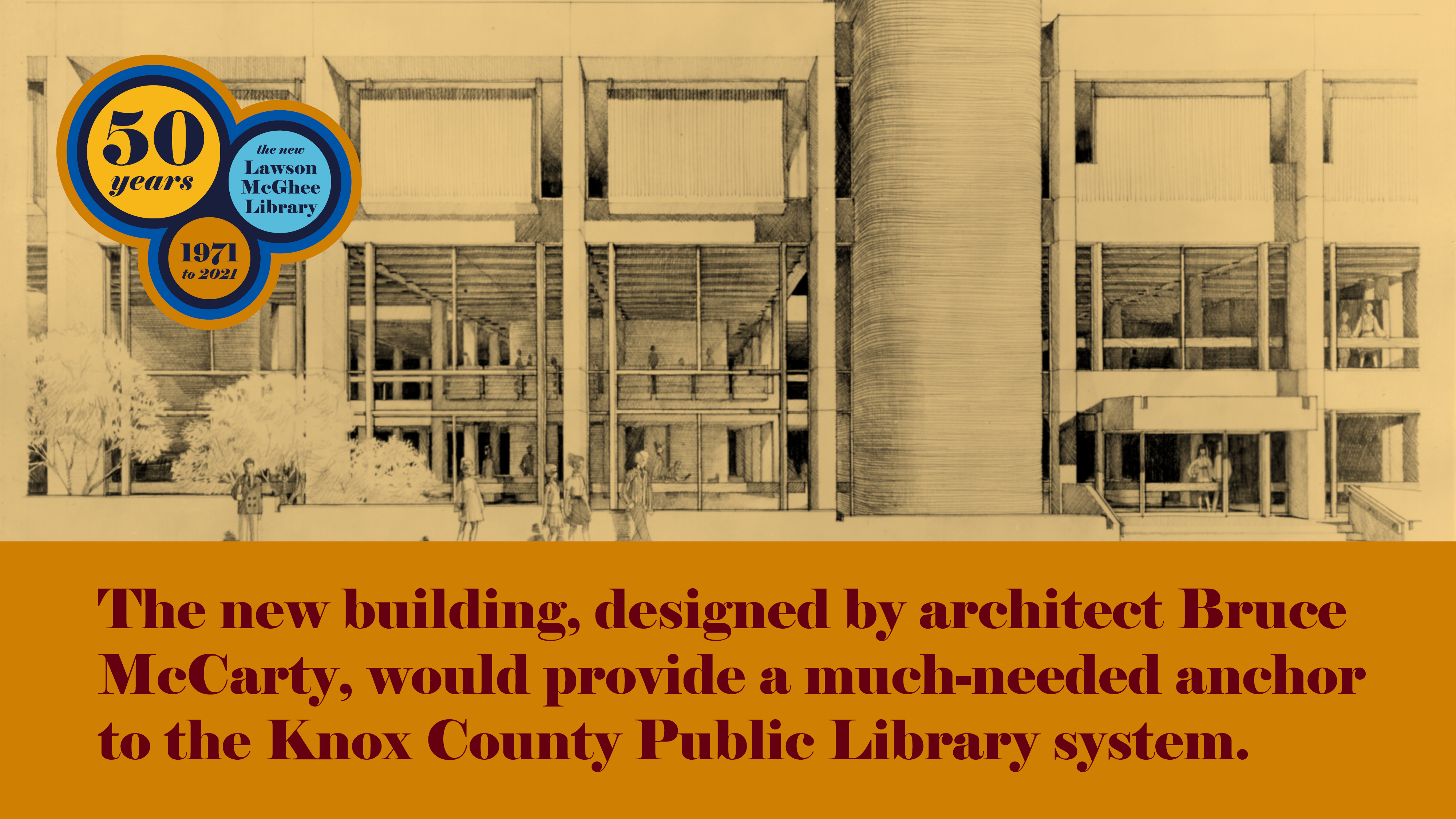 Lawson McGhee Library 50th Anniversary timeline slide.