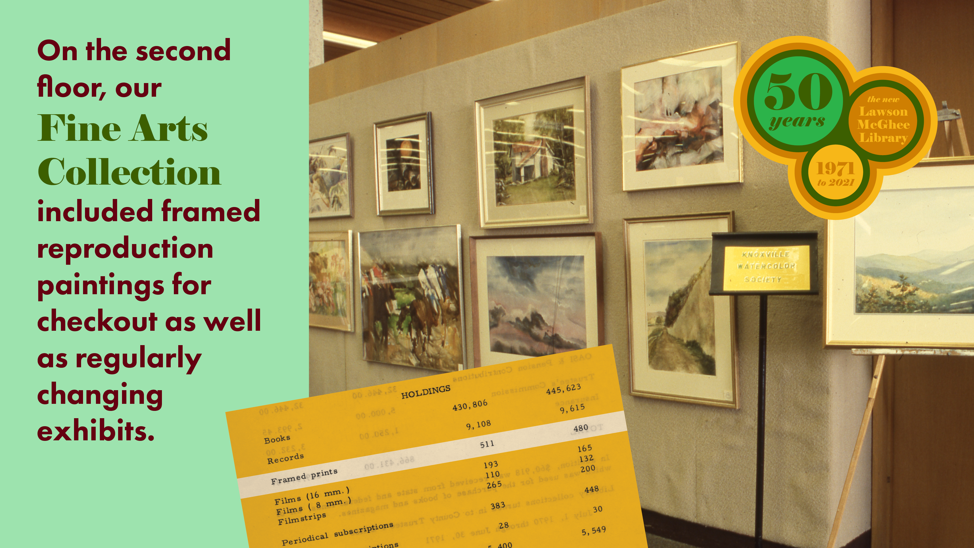 Fine Arts collection slide from Lawson McGhee Library 50th Anniversary.