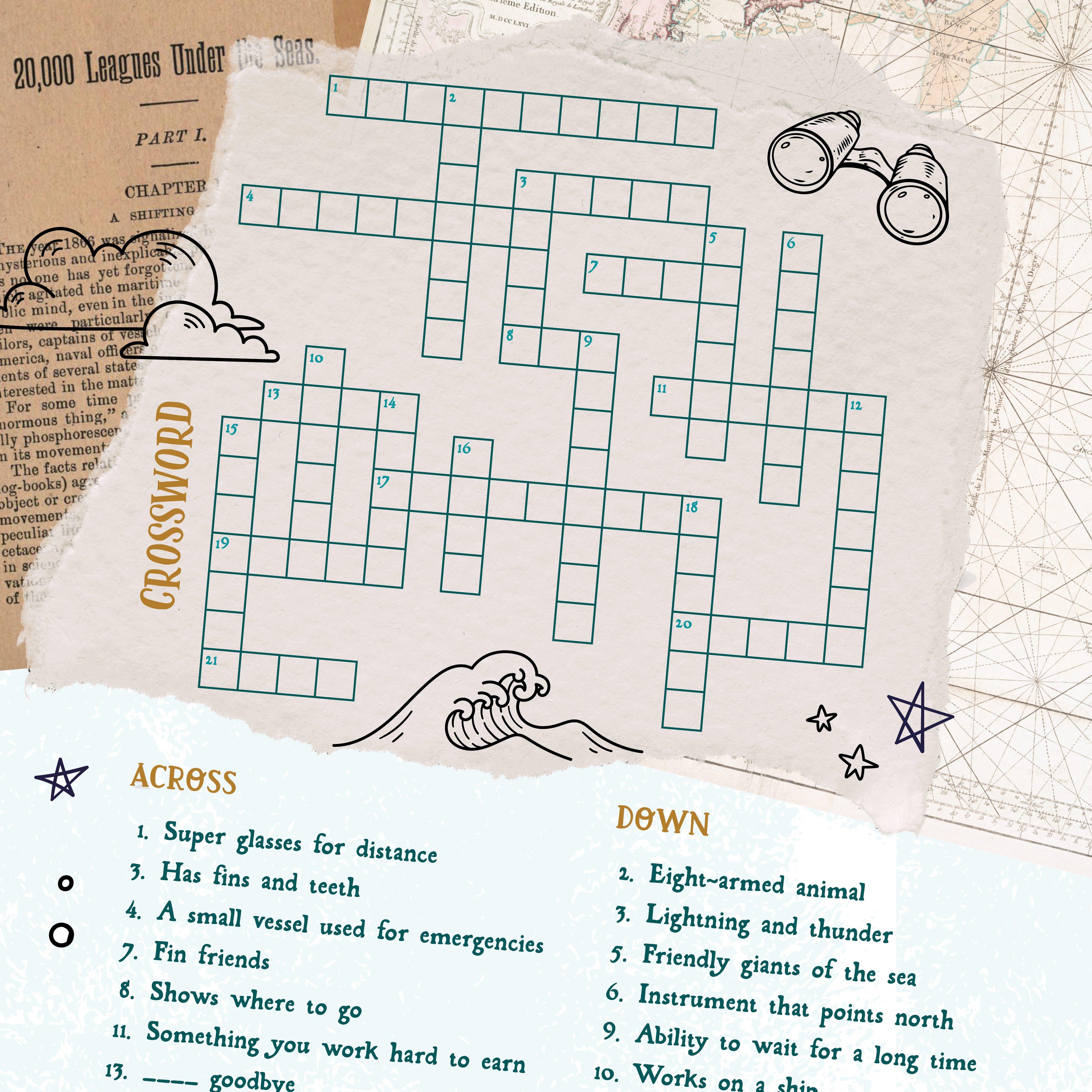 Anchors Aweigh! Crossword activity sheet graphic