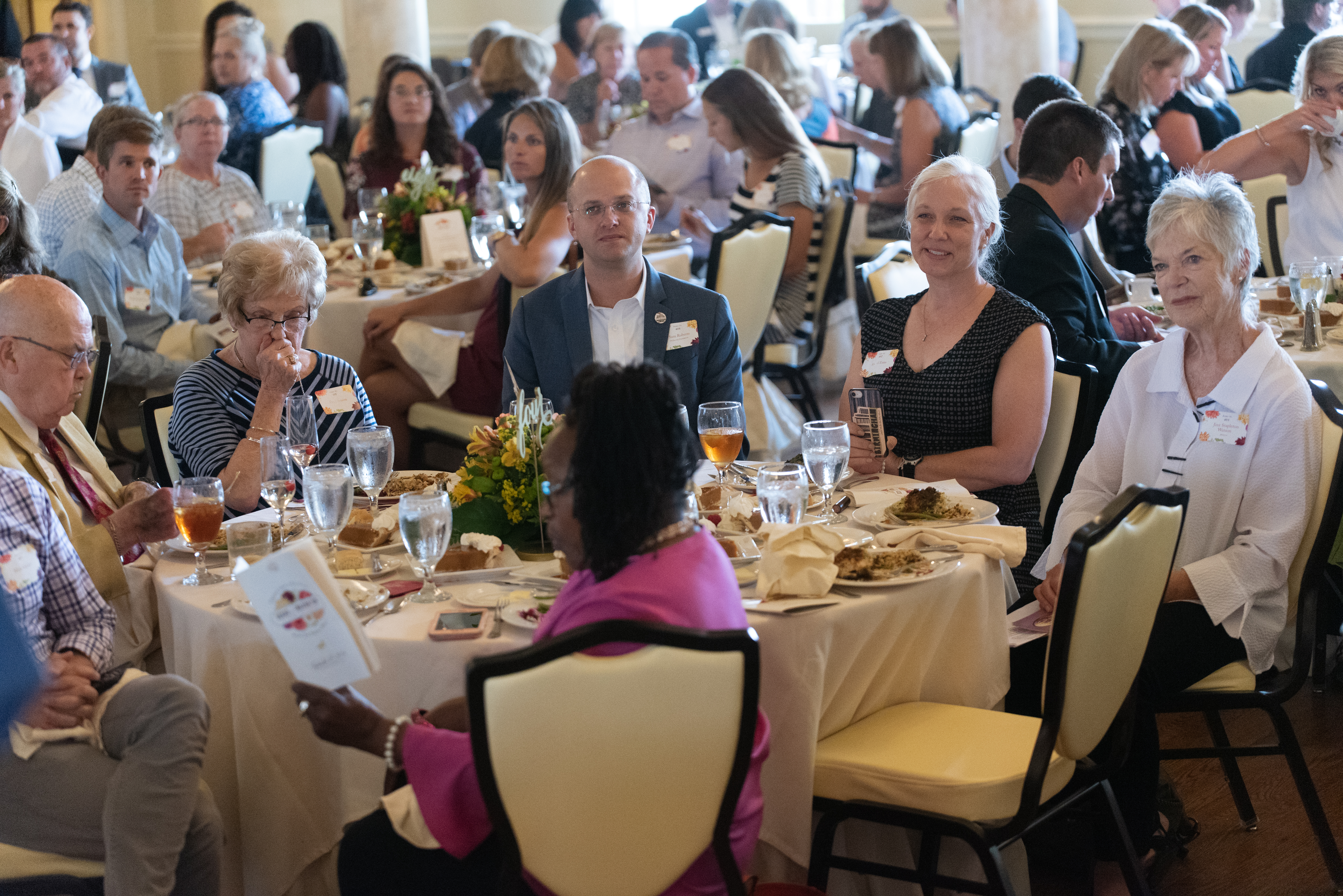 Group photo of tables filled with people at the Seeds of Imagination Luncheon 2019.