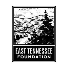 East Tennessee Foundation logo - woodcut style illustration of trees, mountains, and river