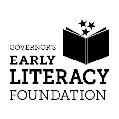 Governor's Early Literacy Foundation logo - open book with three stars