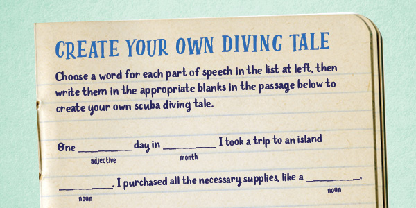 Image of a Mad Lib-style activity, a story with words replaced by blanks