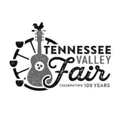 Tennessee Valley Fair black, white, and gray logo reading "Tennessee Valley Fair Celebrating 100 years"