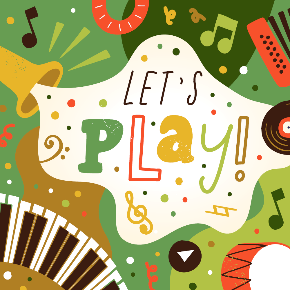 Let's Play! Image with musical instruments
