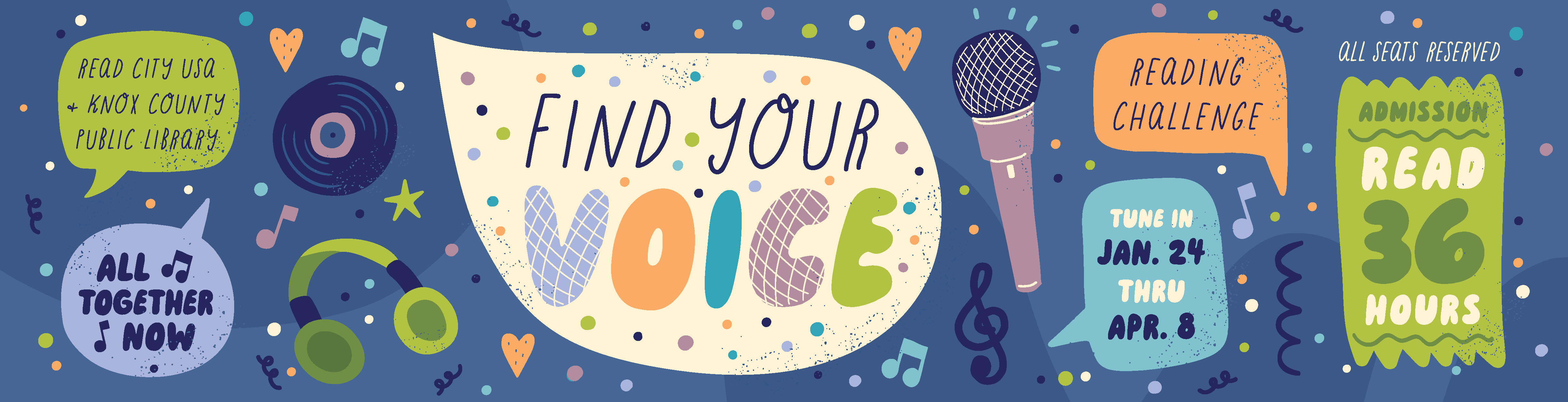 Find Your Voice Reading Challenge - Read 36 hours - Jan. 24 - Apr. 8 - All Together Now