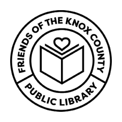 Friends of the Knox County Public Library logo with book and heart
