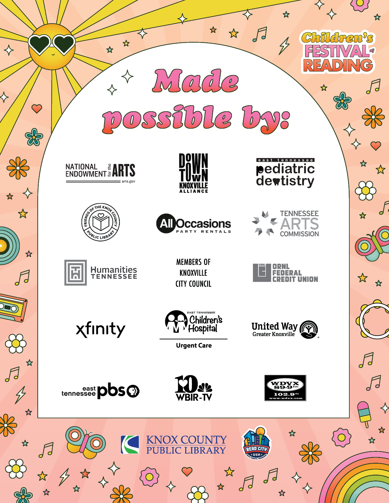 Block of sponsor logos for Children's Festival of Reading