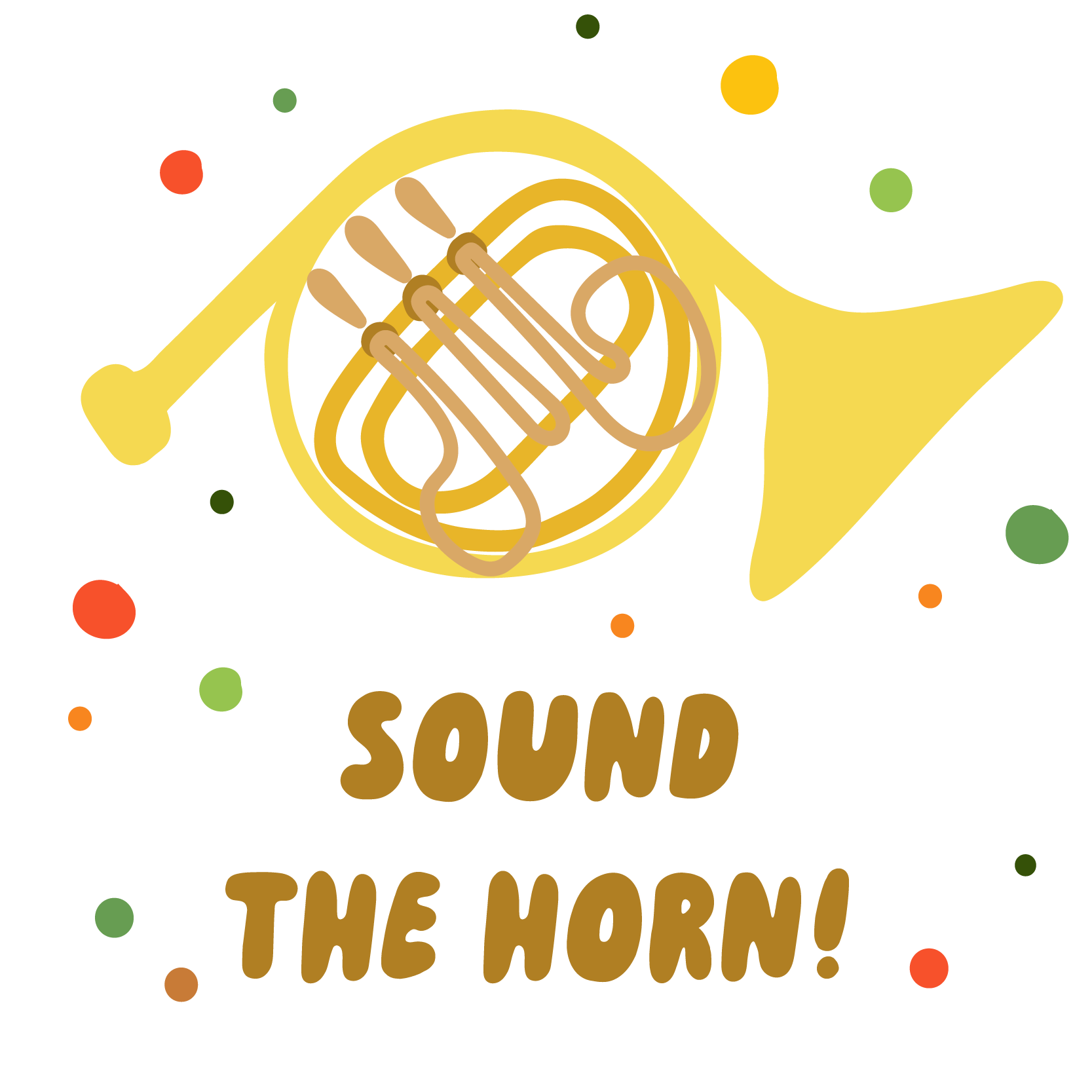 illustration of French horn "Sound the horn!"