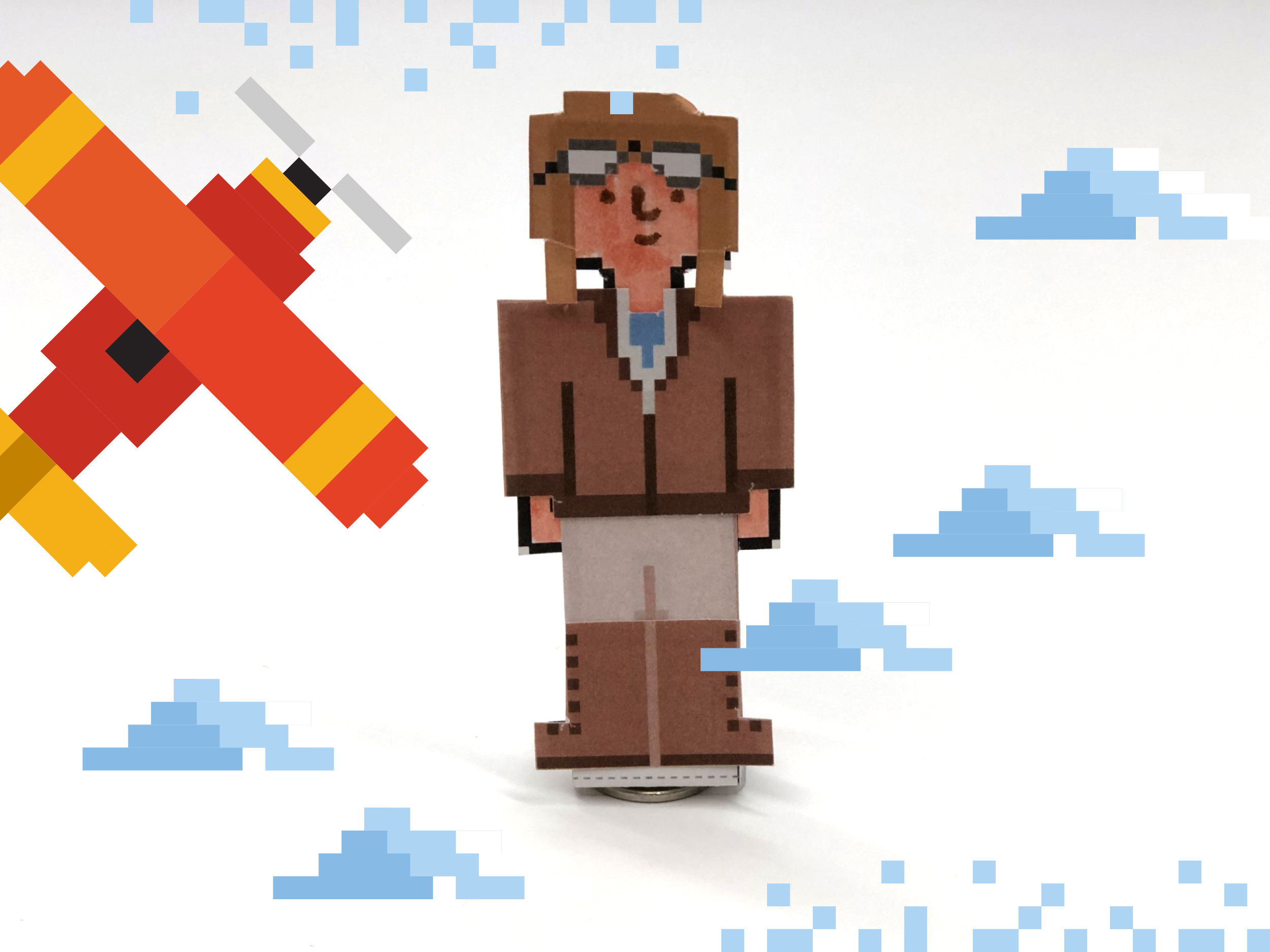 paper figure with aviator costume