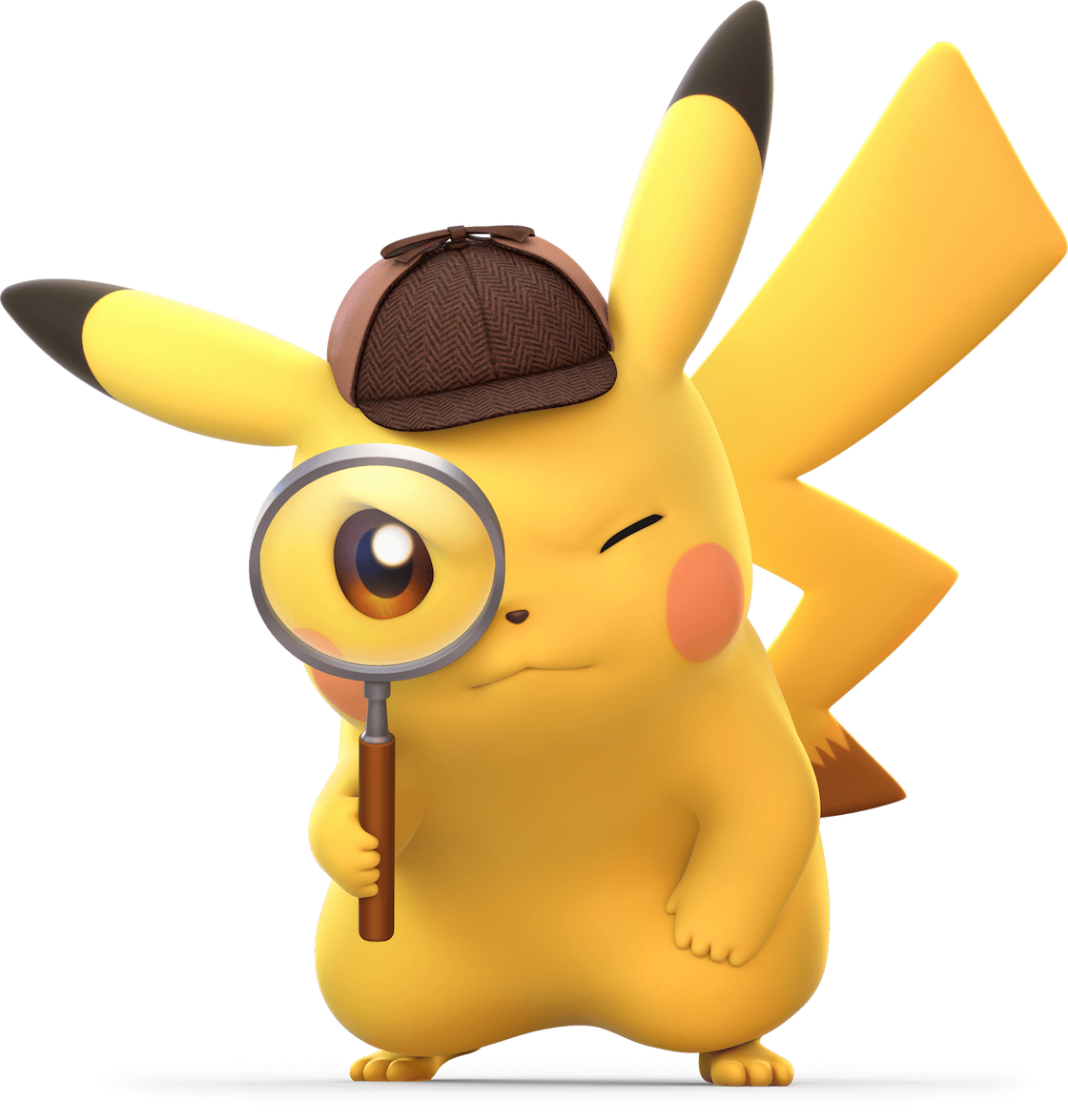 pikachu holding a magnifying glass