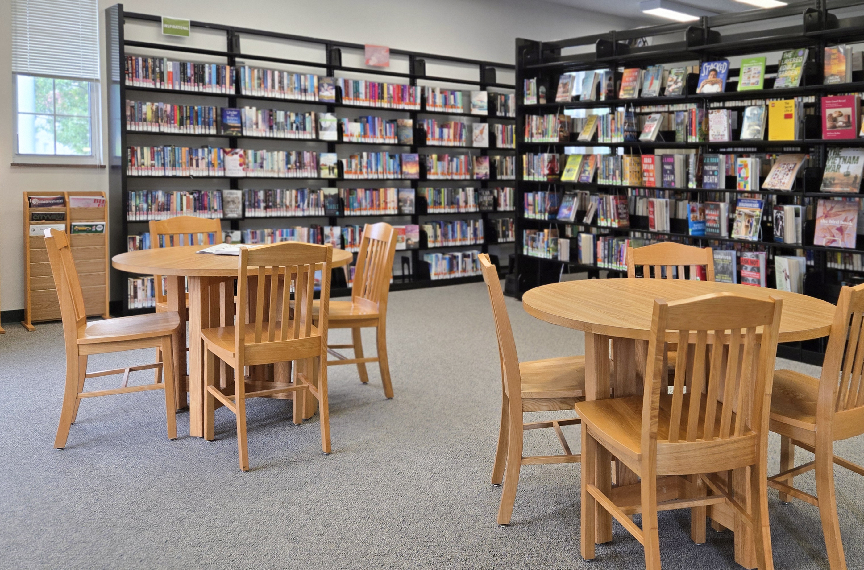 photo of tables inside a library