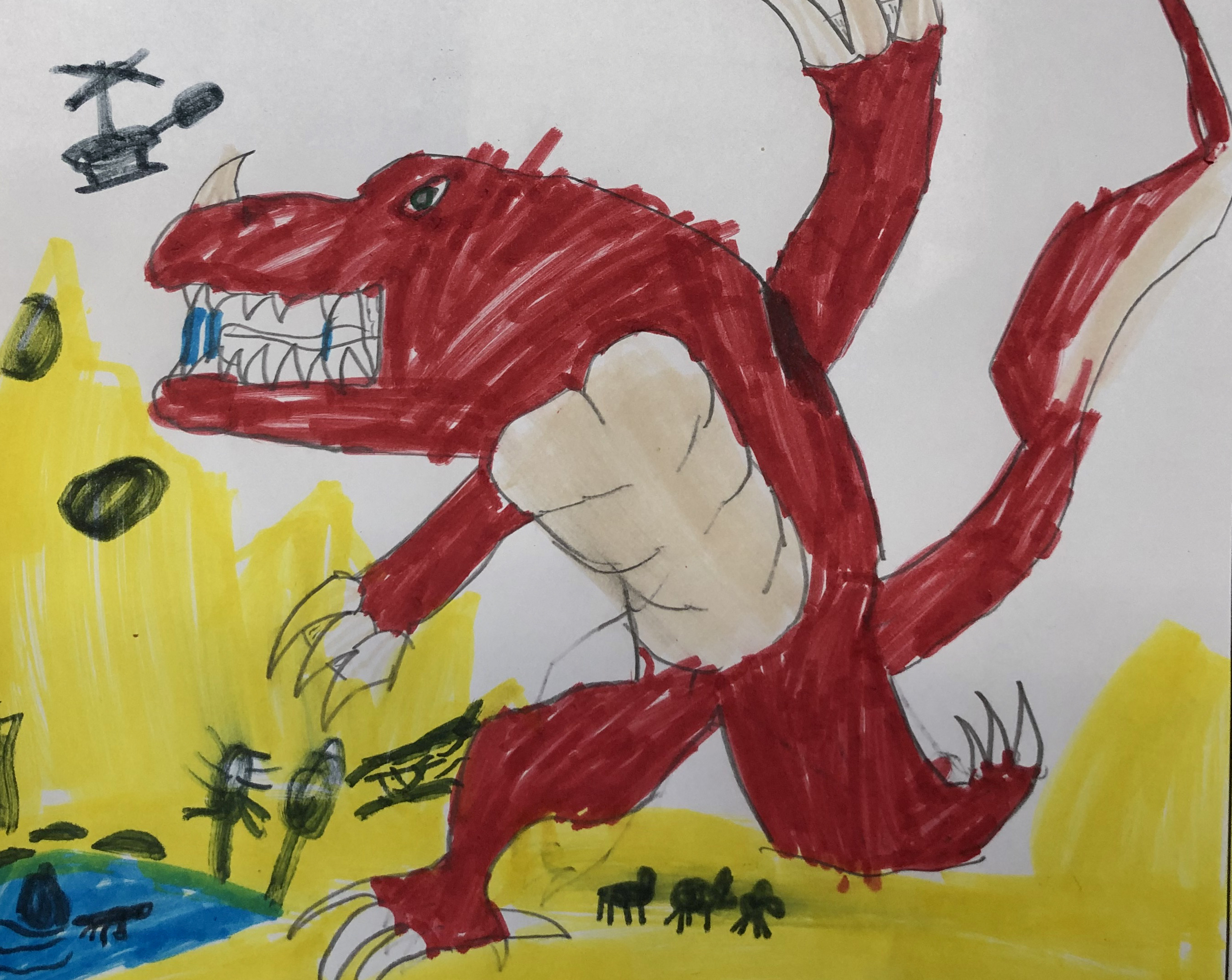 child's drawing of a dinosaur