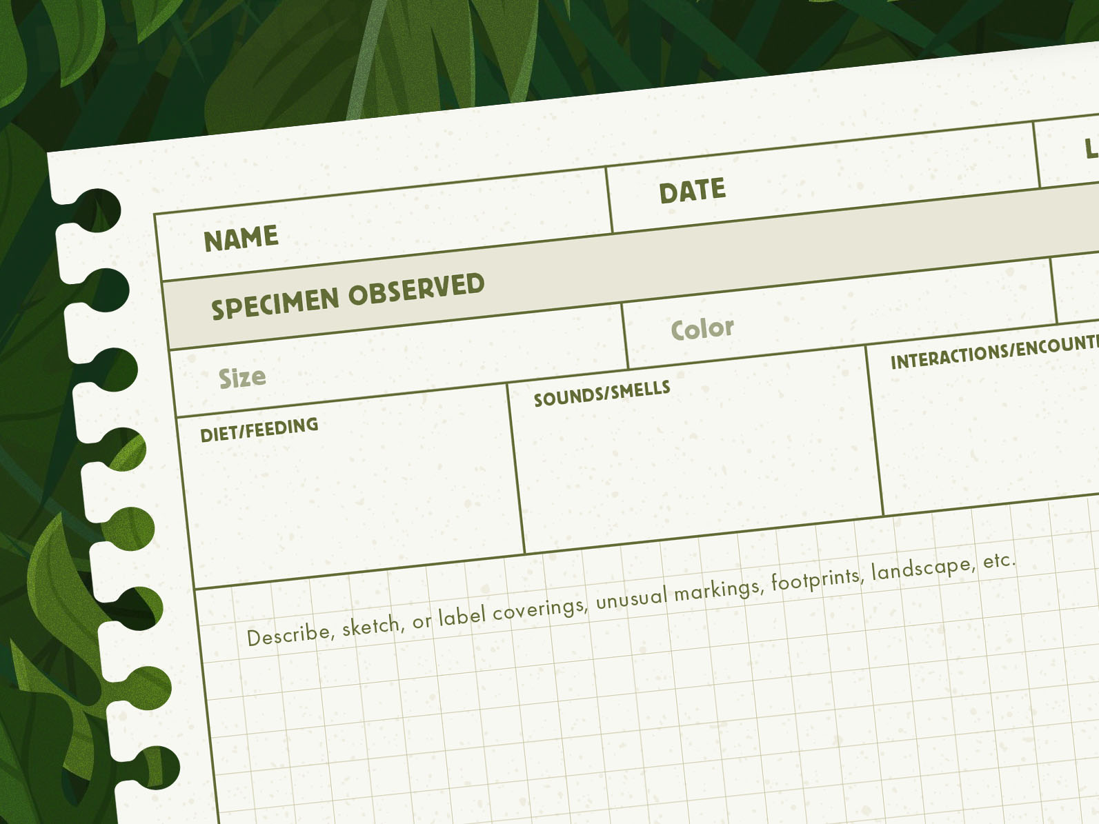 field notes worksheet