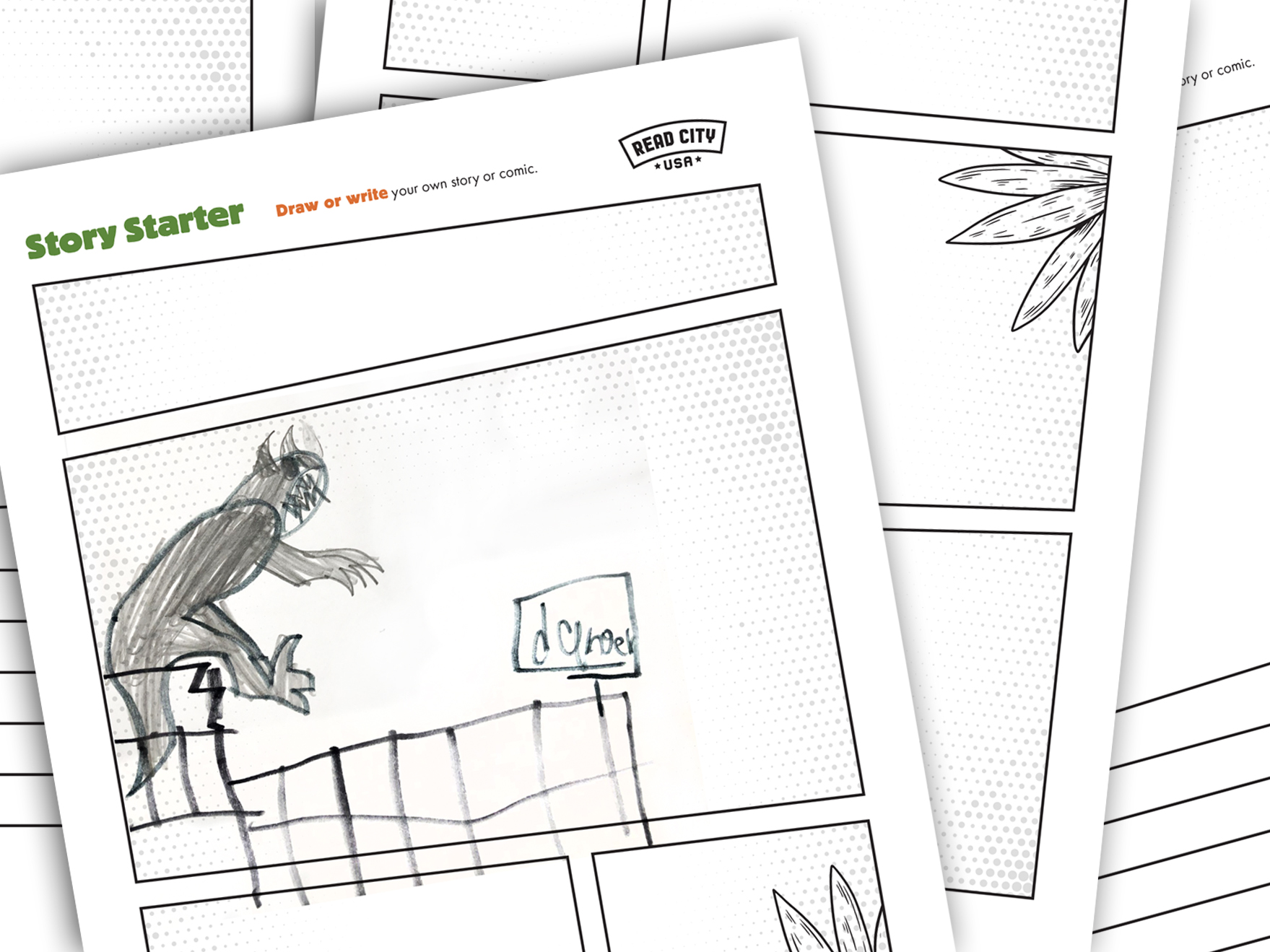 Story starter comic page template