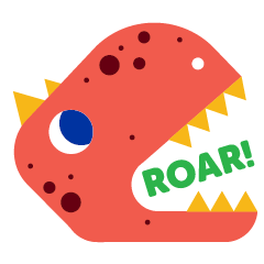 red dinosaur head and ROAR!