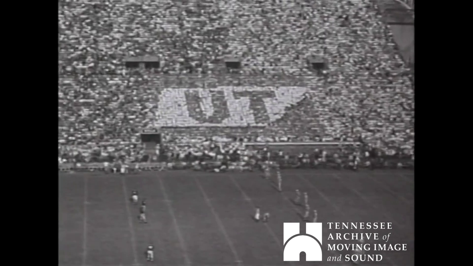 scene of UT football crowd in 1946