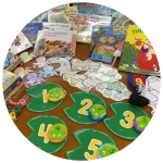 photo of counting games, books and flannelboard story elements