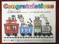 coloring page with cartoon train and Congratulations