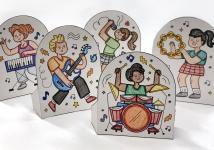 photo of small paper craft musicians