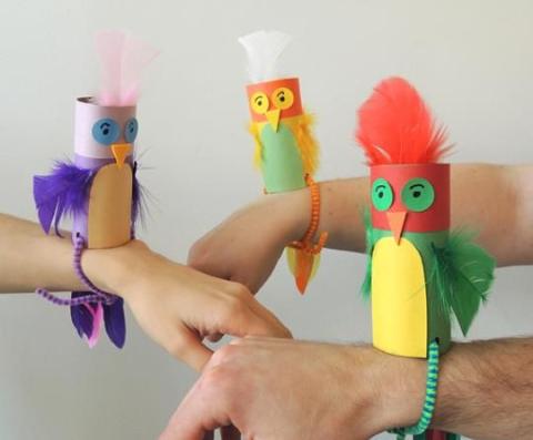 Three completed examples of the pirate parrot craft. 