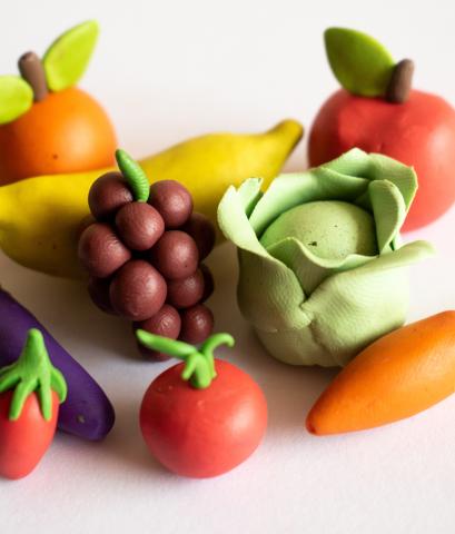 colorful clay fruits and vegetables