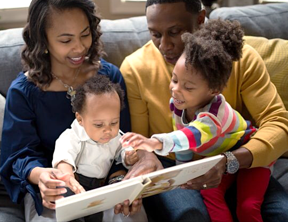 Family reading together
