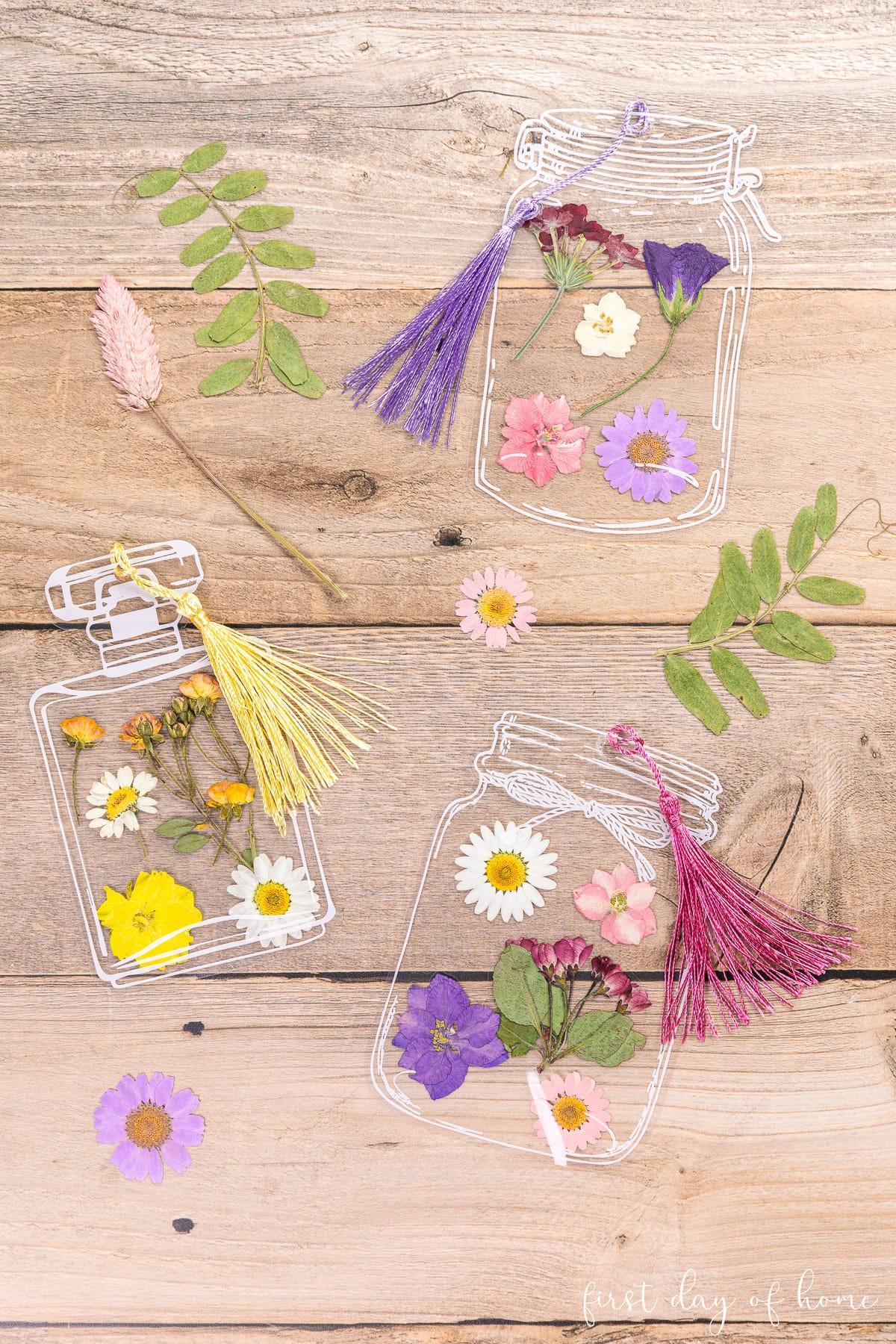 Pressed flower bookmarks