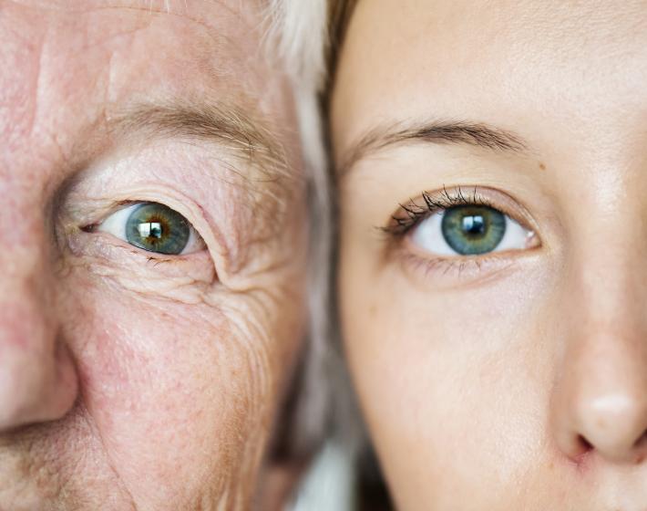 photo of elderly woman's and young woman's similar eyes
