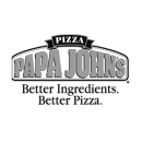 Papa Johns black logo reading: Papa Johns Pizza Better Ingredients. Better Pizza.